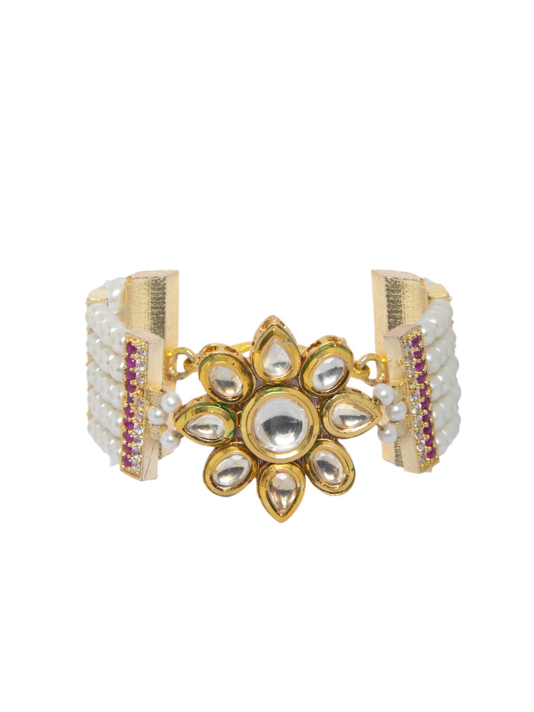 

Mali Fionna White & Gold-Toned Alloy Gold-Plated Handcrafted Armlet Bracelet