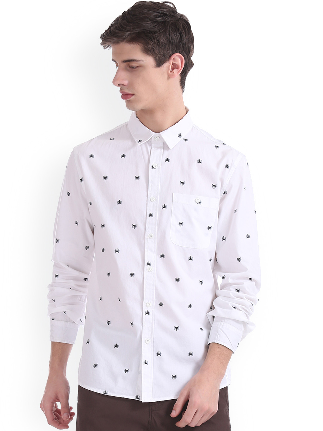 

Colt Men White Regular Fit Printed Casual Shirt
