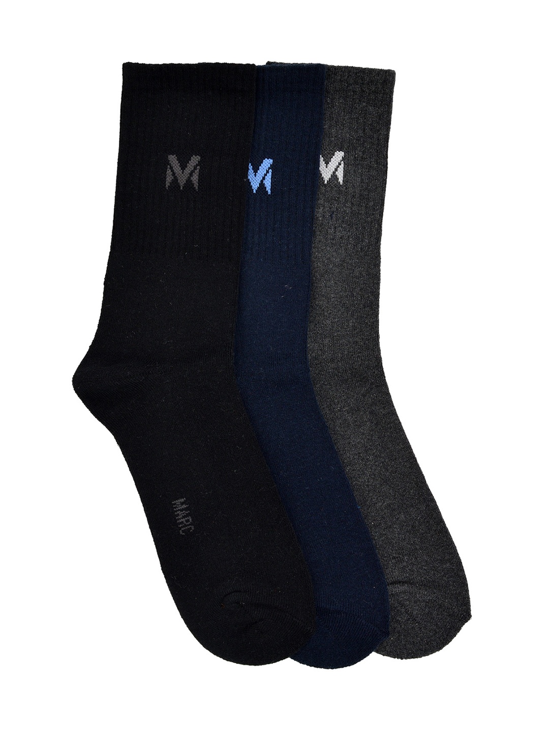 MARC Men Pack of 3 Multicoloured Solid Calf-Length Socks, Multi