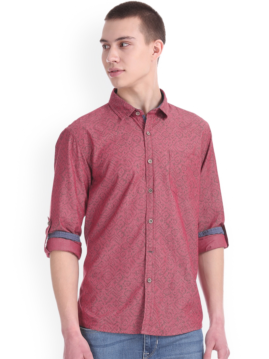 

Cherokee Men Red Regular Fit Printed Casual Shirt