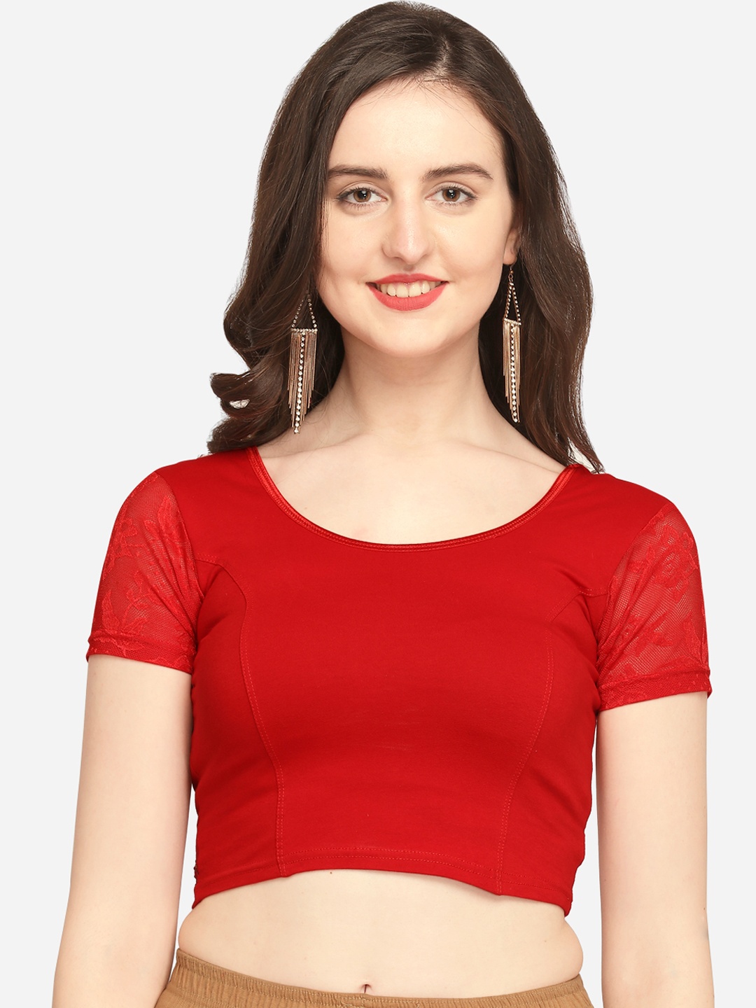 

Inddus Women Red Solid Stretchable Saree Blouse