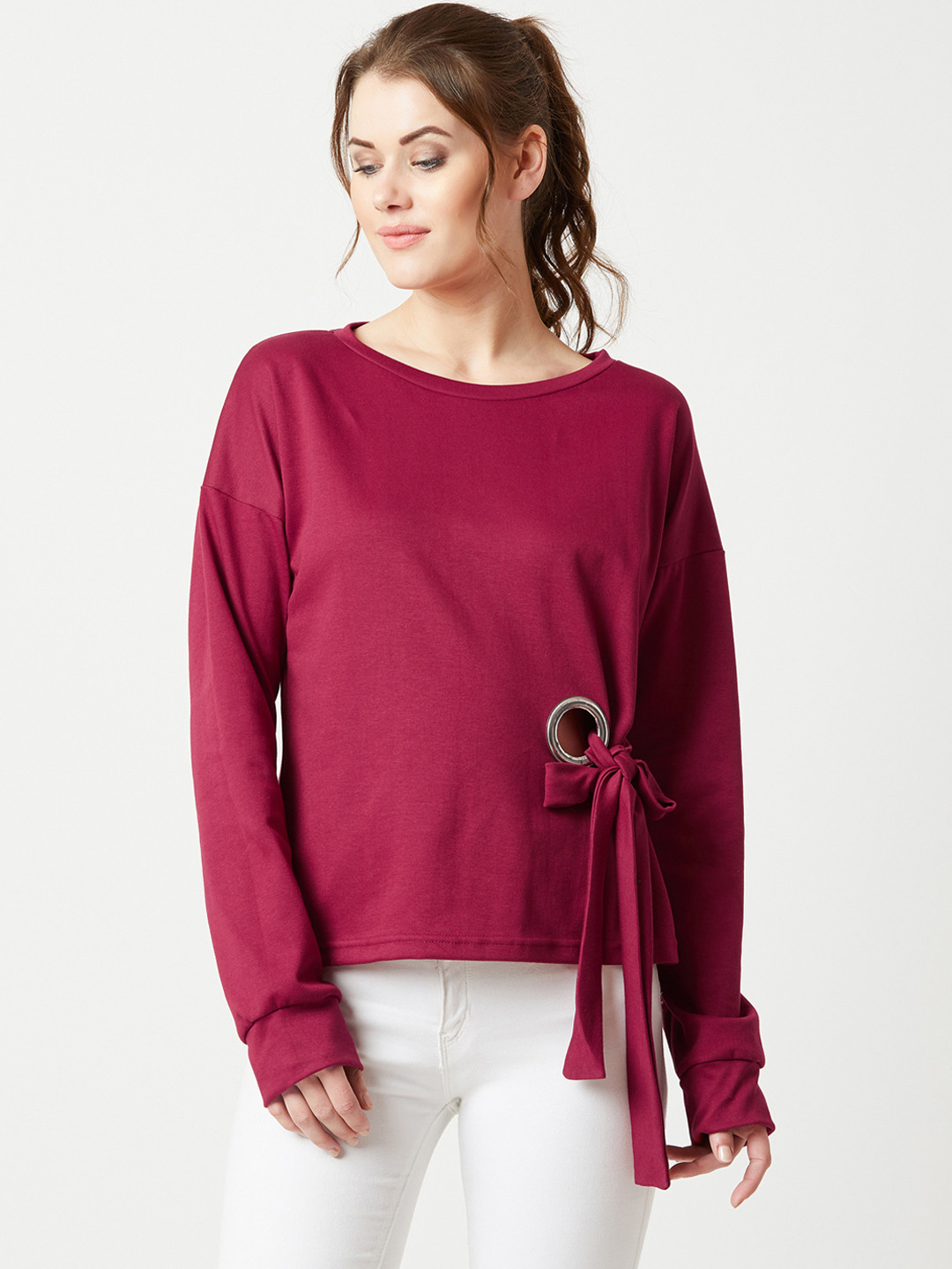 

Miss Chase Women Maroon Solid Sweatshirt