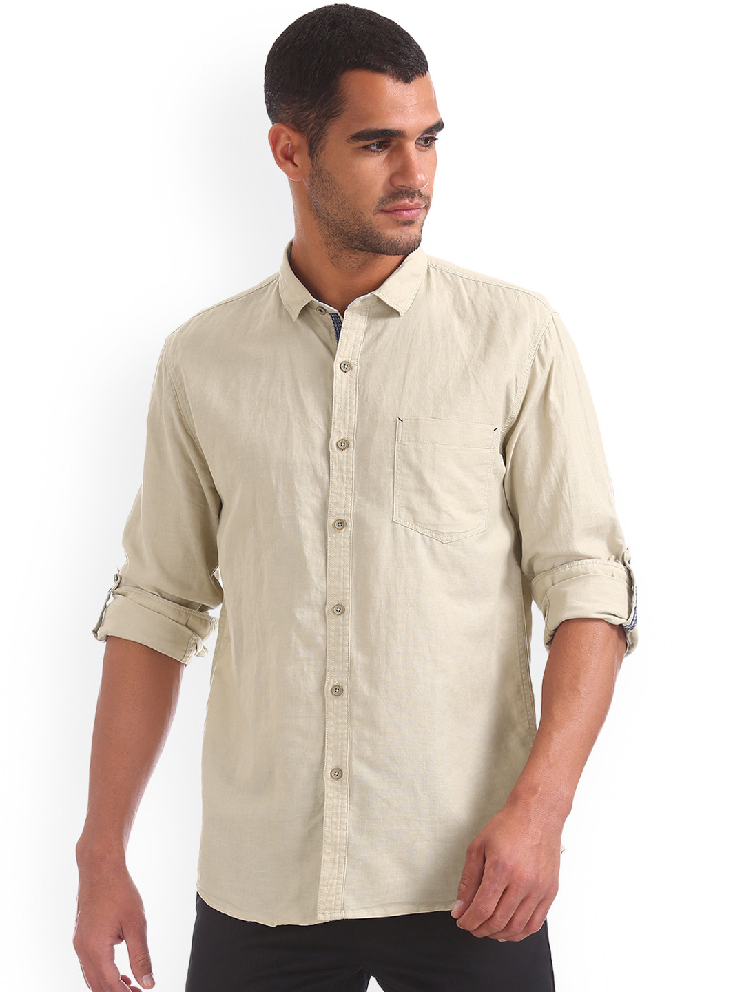 

Cherokee Men Beige Regular Fit Self Design Casual Shirt