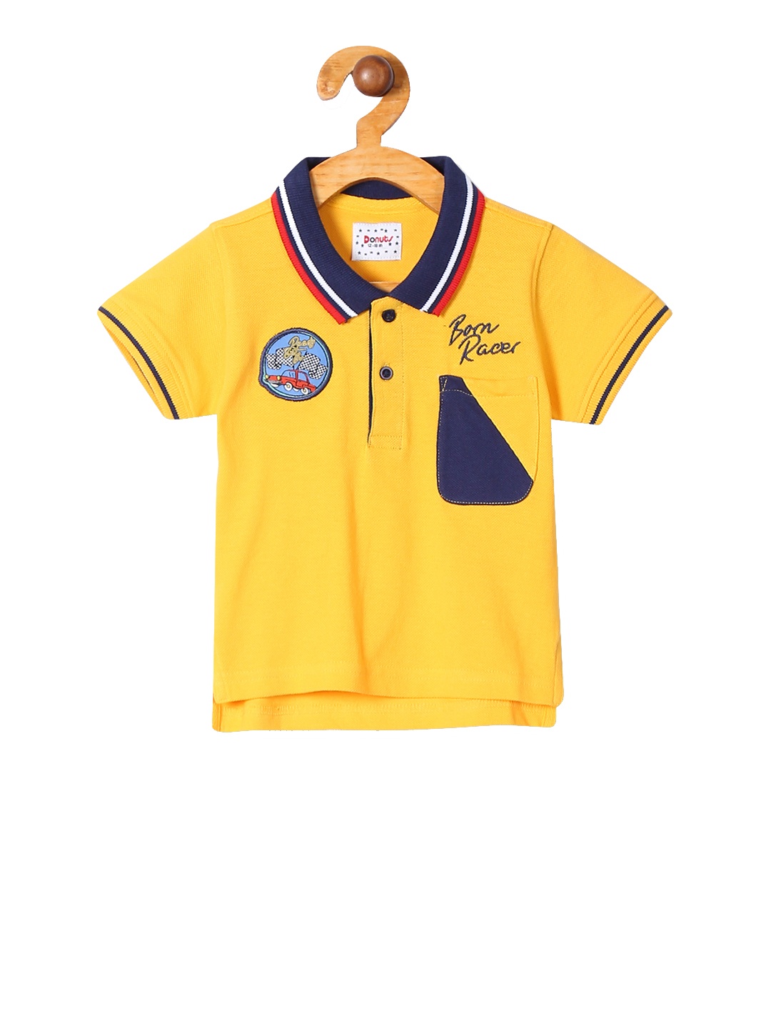 

Donuts Boys Yellow Printed Polo Collar Pure Cotton T-shirt
