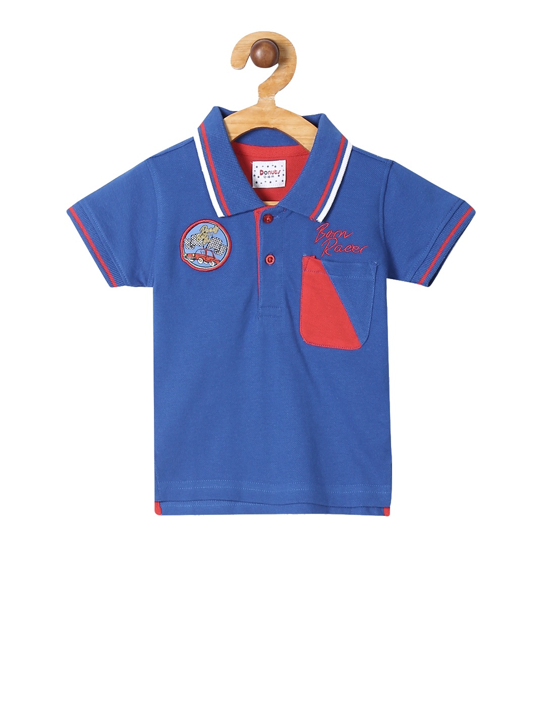 

Donuts Boys Blue Printed Polo Collar Pure Cotton T-shirt
