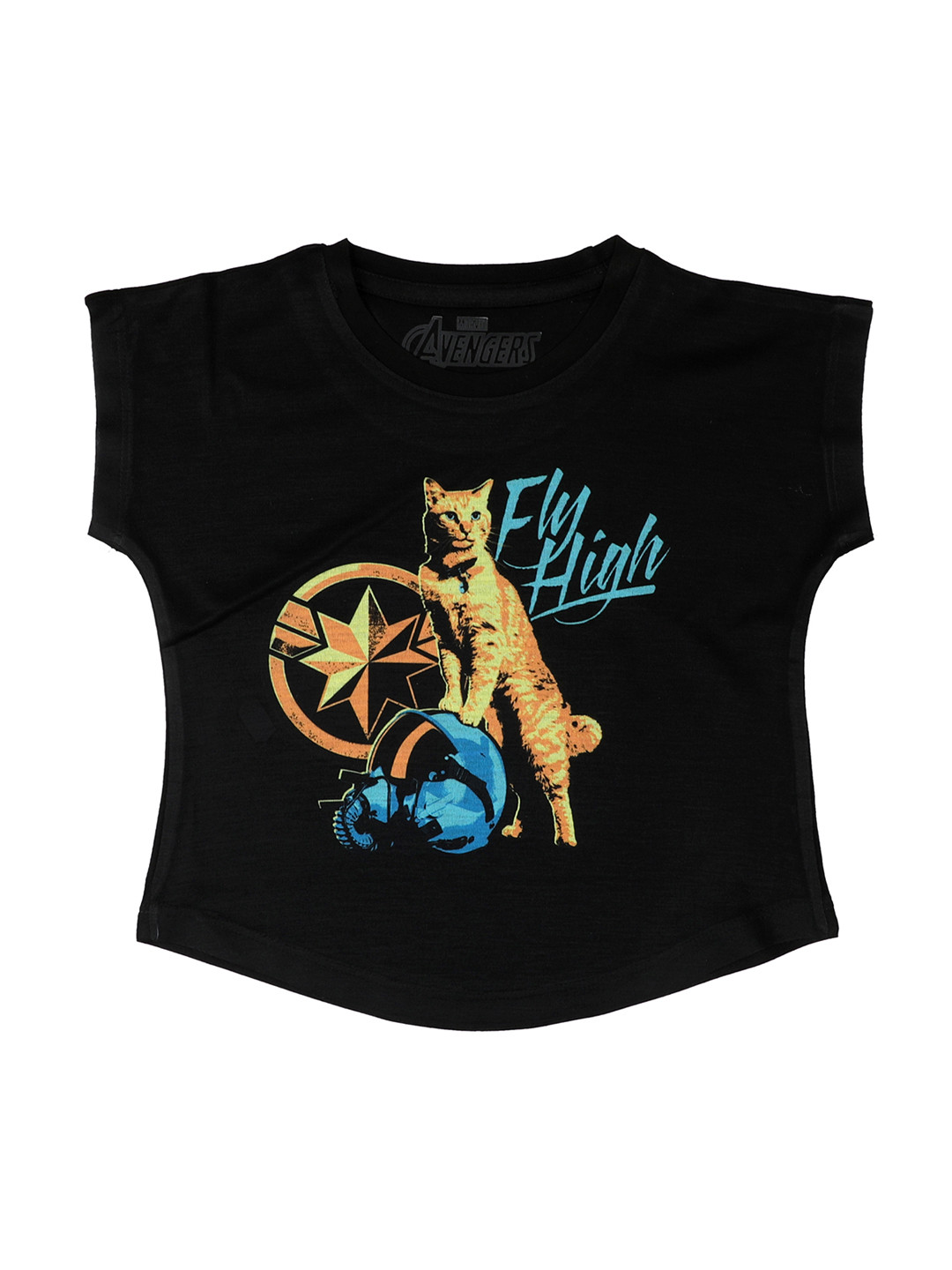 

Marvel by Wear Your Mind Girls Black Captain Marvel Printed Top