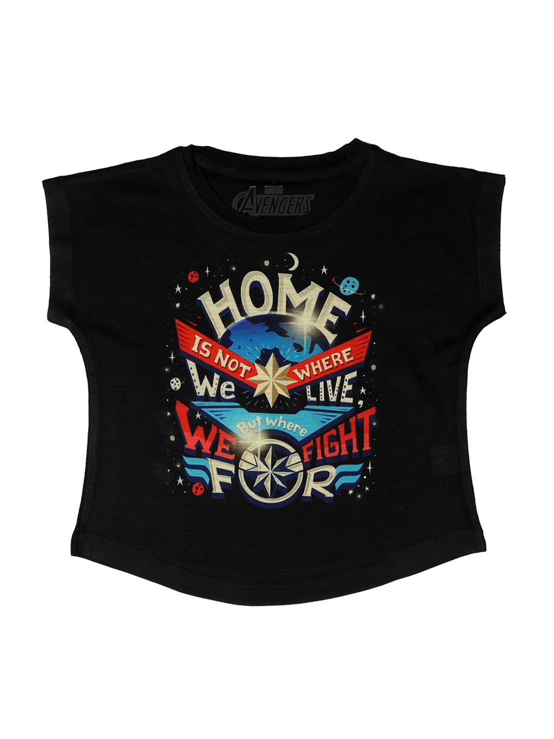 

Marvel by Wear Your Mind Girls Black Printed Top