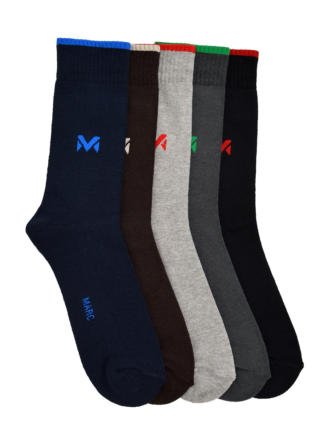 

MARC Men Pack of 5 Multicoloured Solid Above Ankle-Length Socks, Multi