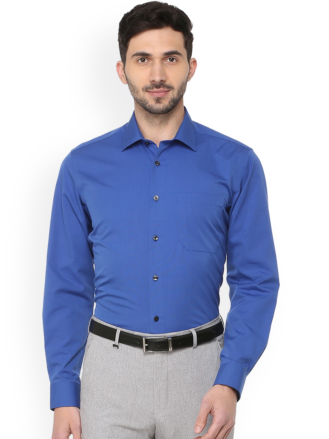 

Louis Philippe Men Blue Slim Fit Solid Formal Shirt