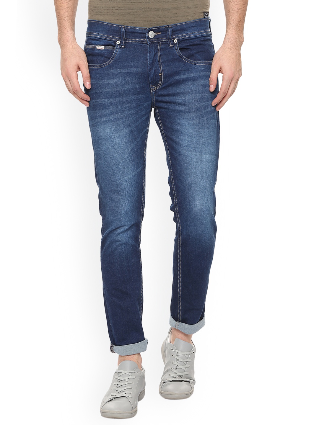 

People Men Blue Slim Fit Mid-Rise Clean Look Stretchable Jeans