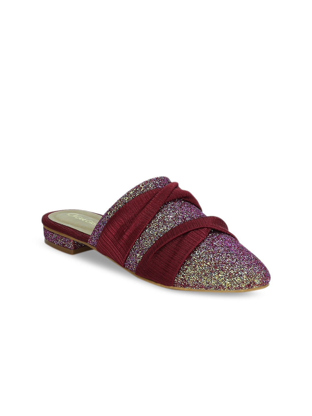 

Get Glamr Women Maroon Solid Synthetic Mules