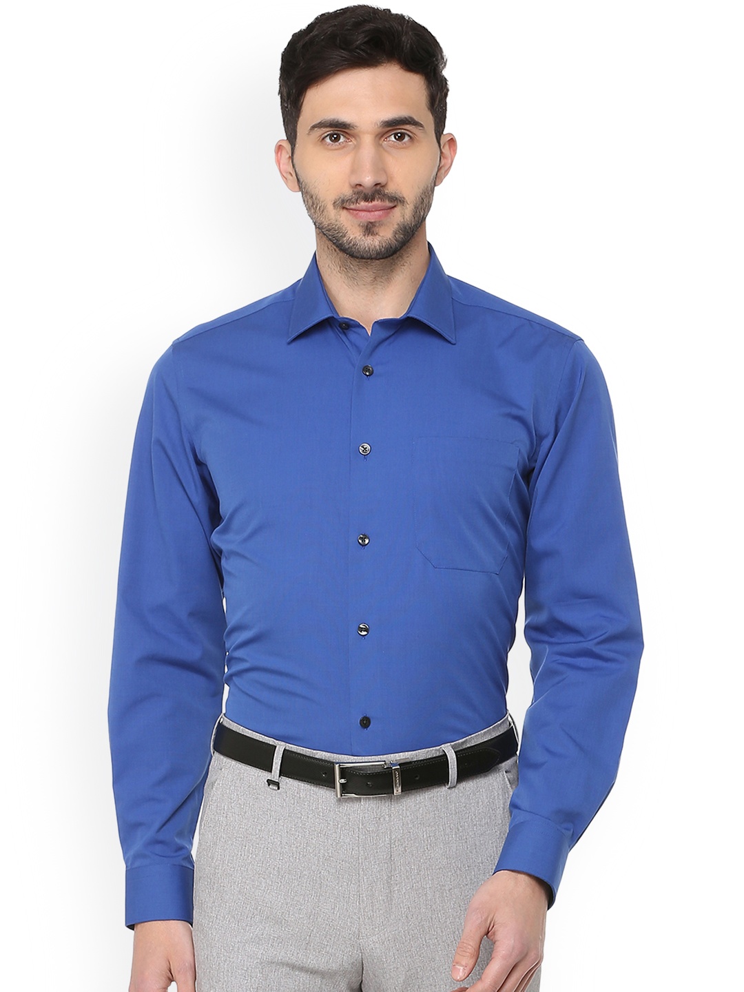 

Louis Philippe Men Blue Slim Fit Solid Formal Shirt