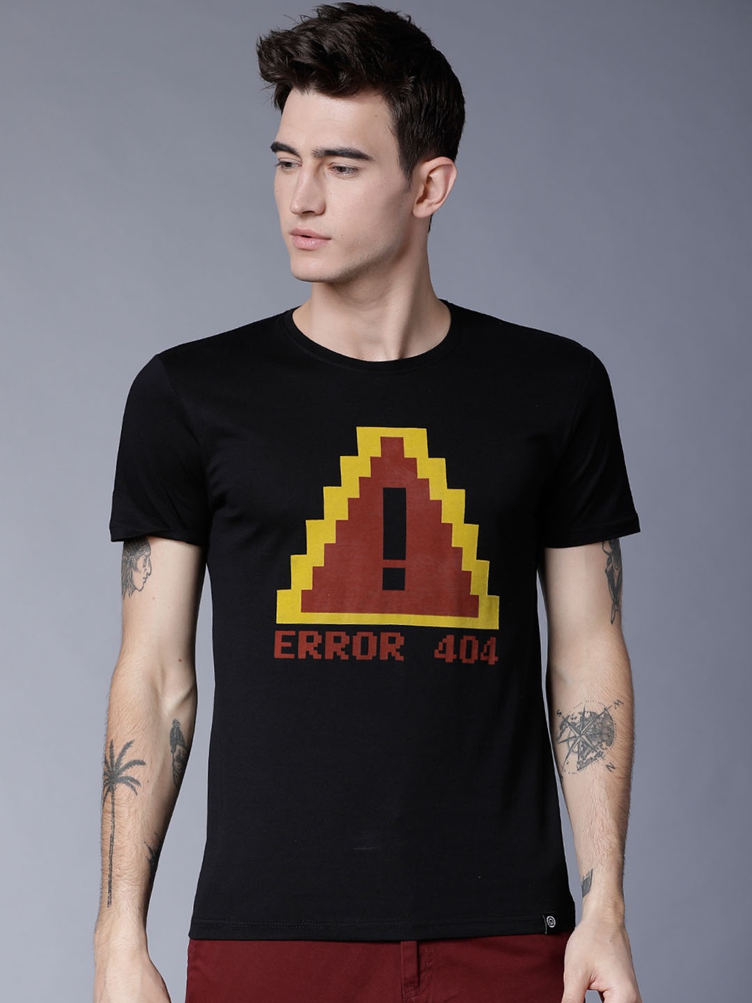 

LOCOMOTIVE Men Black Printed Round Neck T-shirt