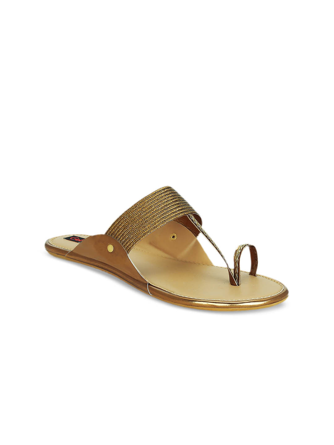 

Get Glamr Women Copper-Toned Solid Synthetic One Toe Flats