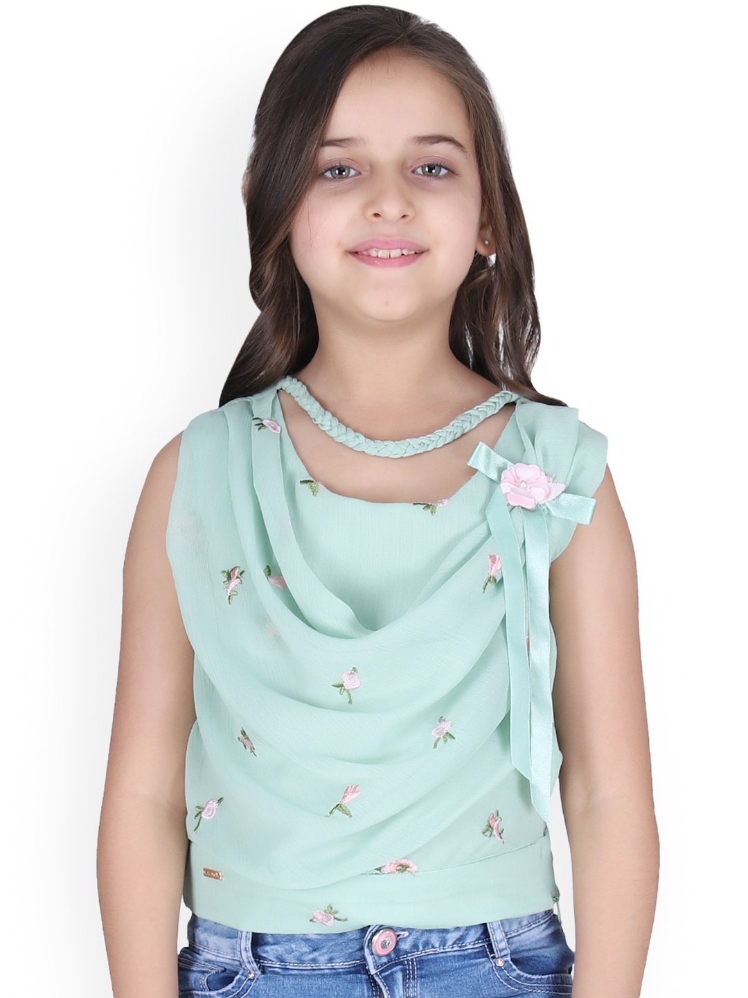 

CUTECUMBER Girls Green Printed Top