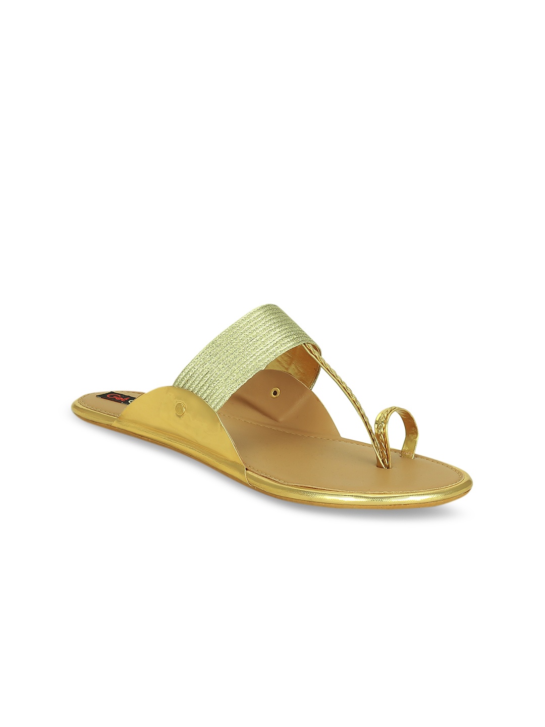 

Get Glamr Women Gold-Toned Solid Synthetic One Toe Flats