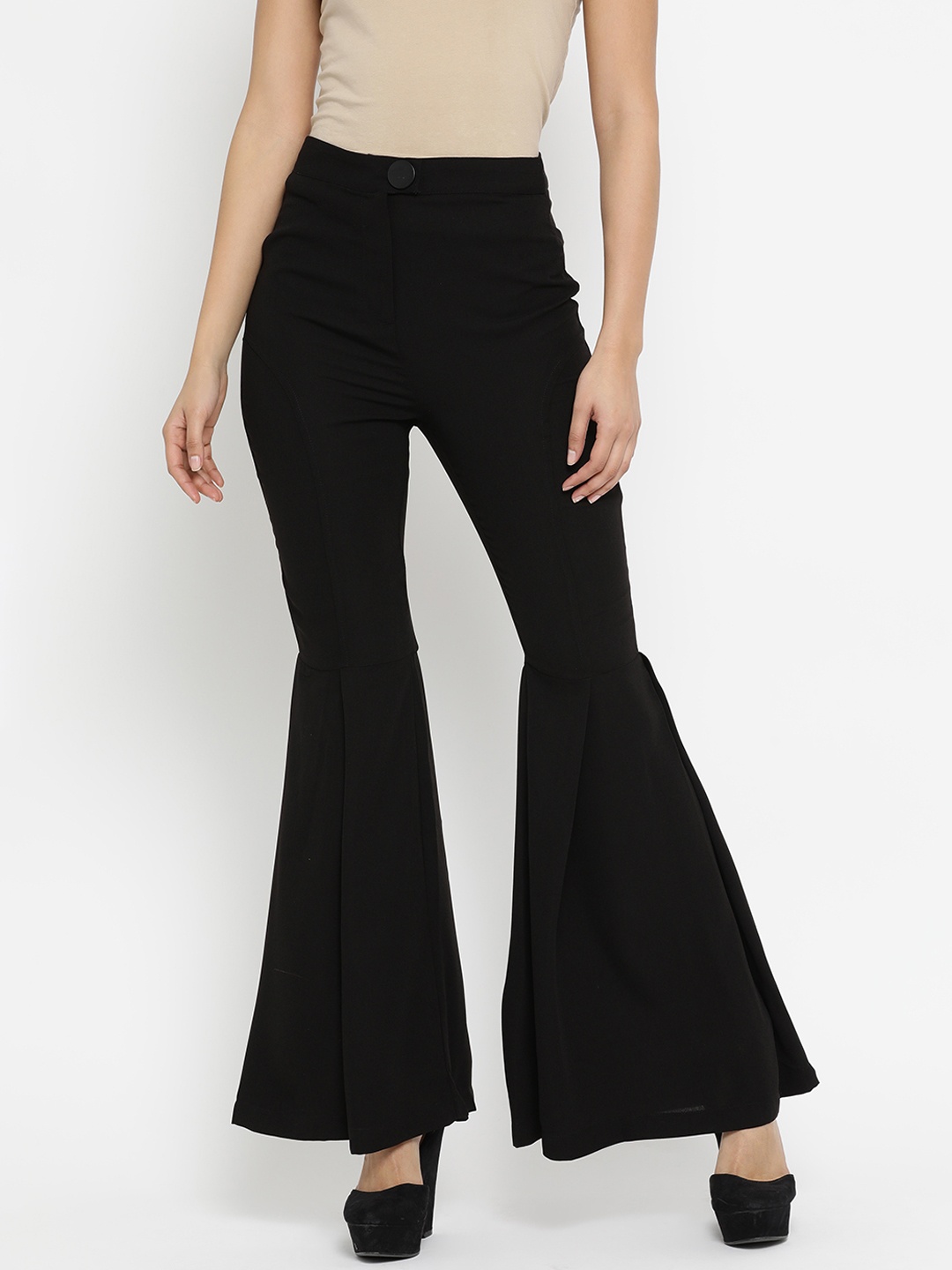 

Kazo Women Black Regular Fit Solid Bootcut Trousers