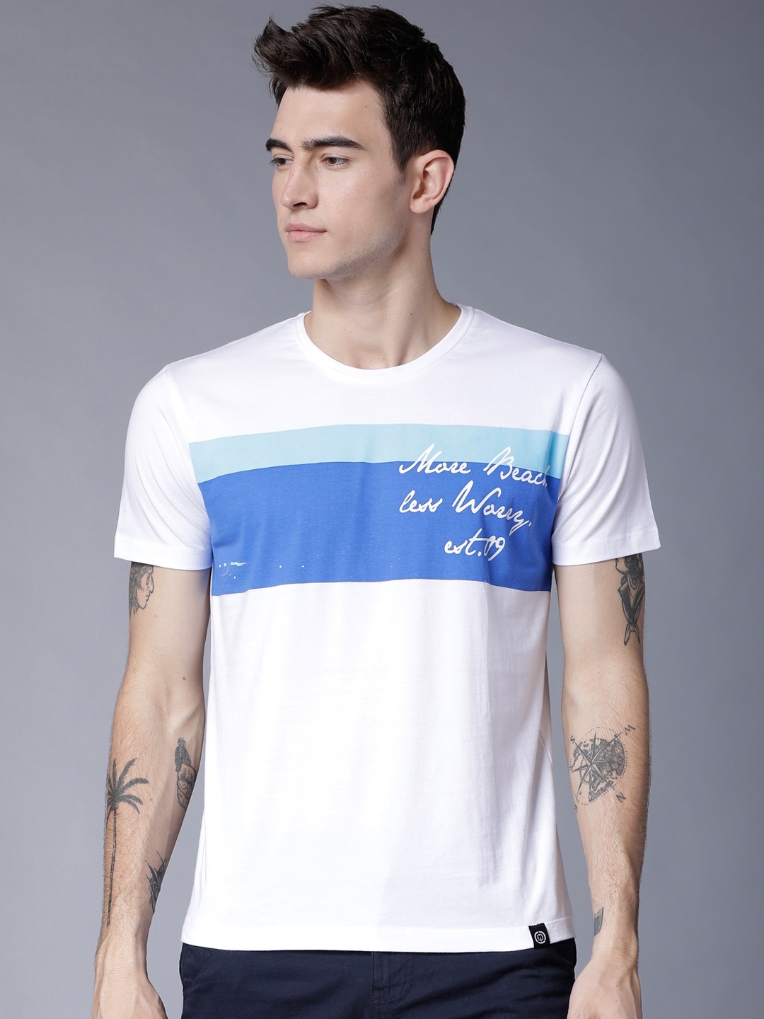 

LOCOMOTIVE Men White Printed Round Neck T-shirt