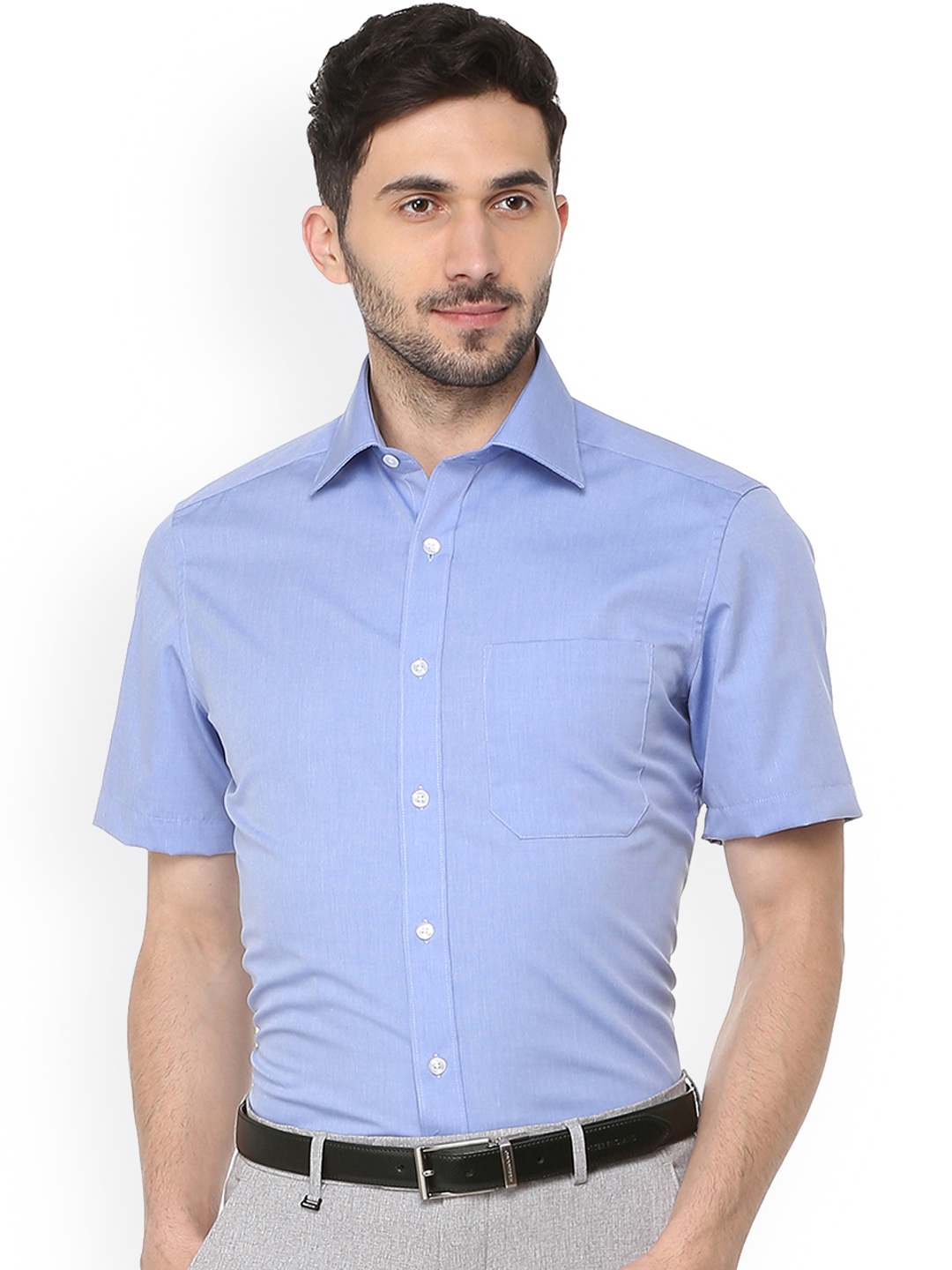 

Louis Philippe Men Blue Regular Fit Solid Formal Shirt