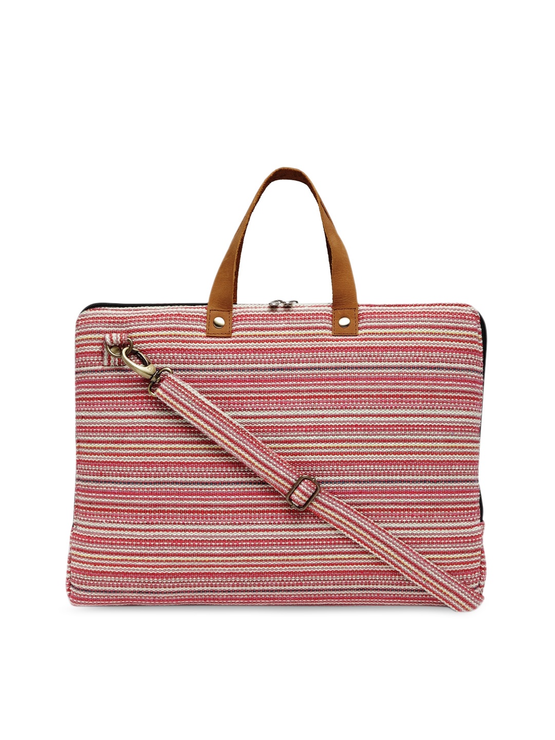 

The House of Tara Women Red Striped Laptop Bag