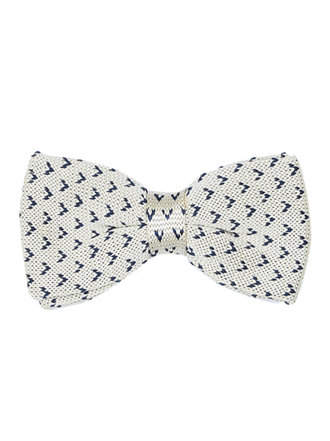 

Tossido Cream-Coloured & Navy Blue Woven Design Bow Tie