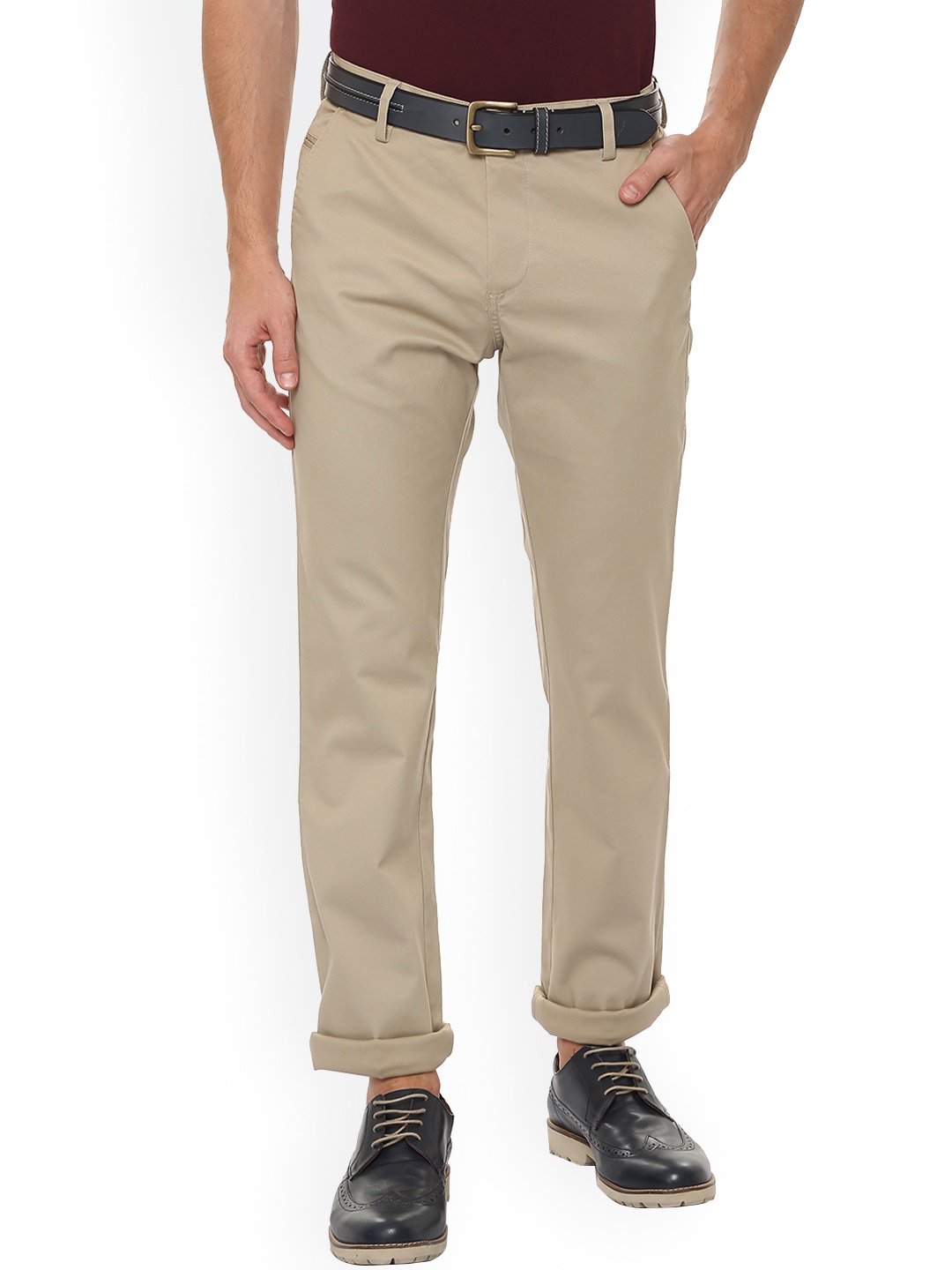 

Allen Solly Men Beige Regular Fit Solid Chinos