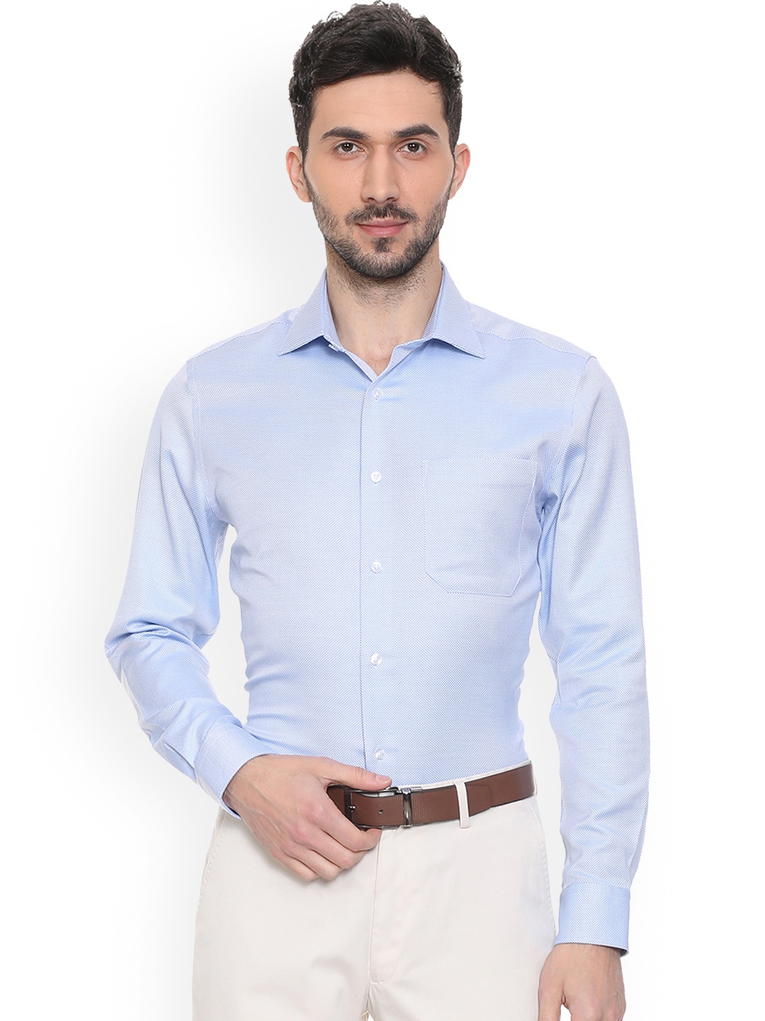 

Louis Philippe Permapress Men Blue Regular Fit Solid Formal Shirt