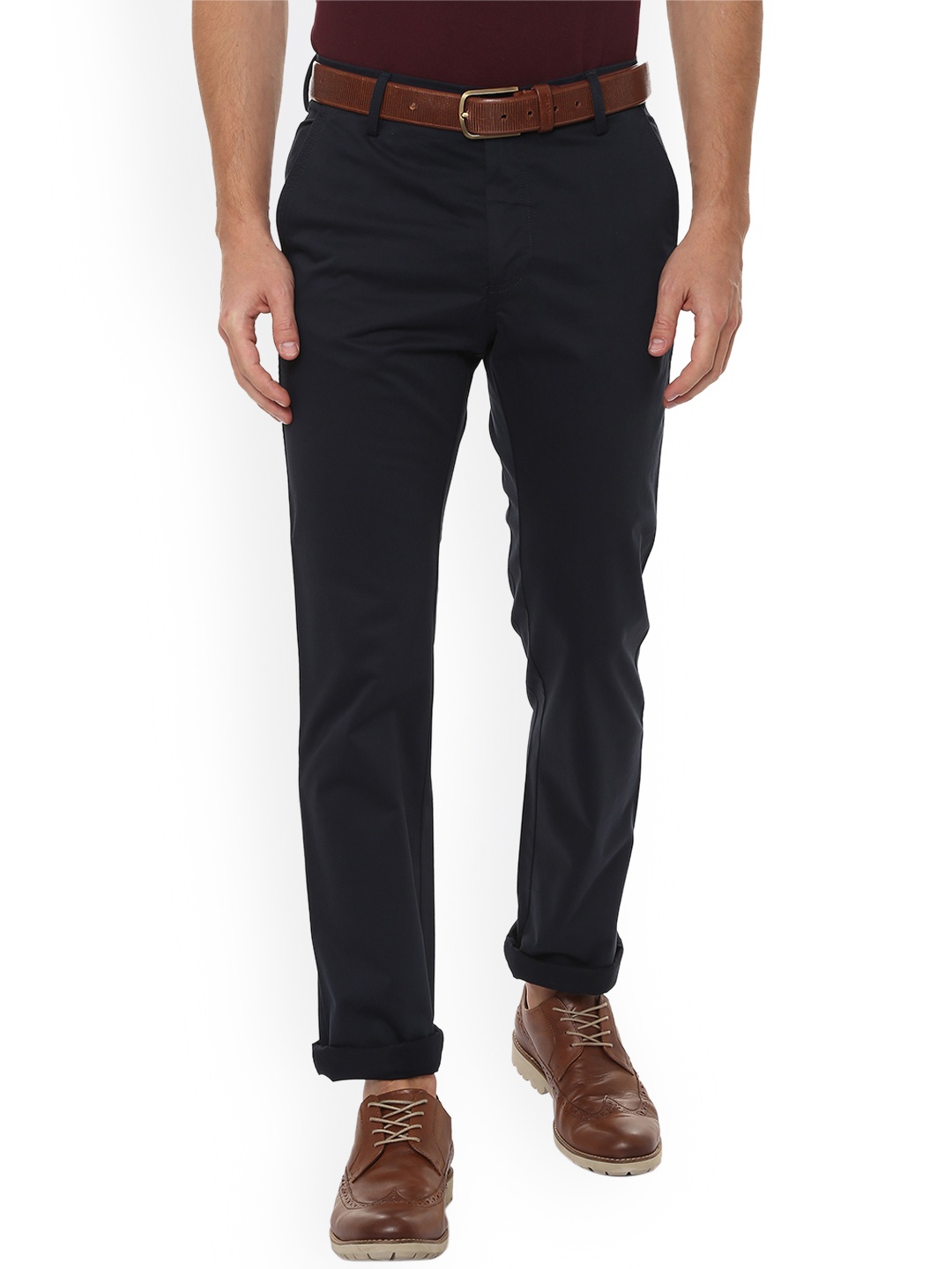 

Allen Solly Men Navy Blue Regular Fit Solid Regular Trousers