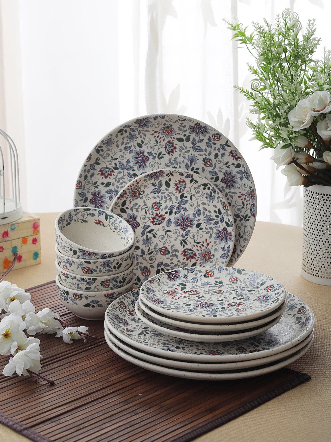 

MIAH Decor Set of 12 Printed Ceramic Dinner Set, Multi