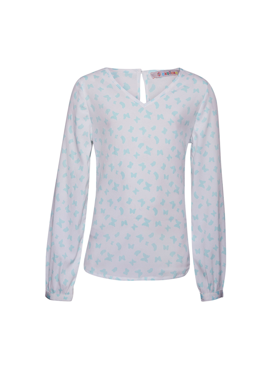 

Oxolloxo Girls Off-White & Blue Printed Cuffed Bell Top