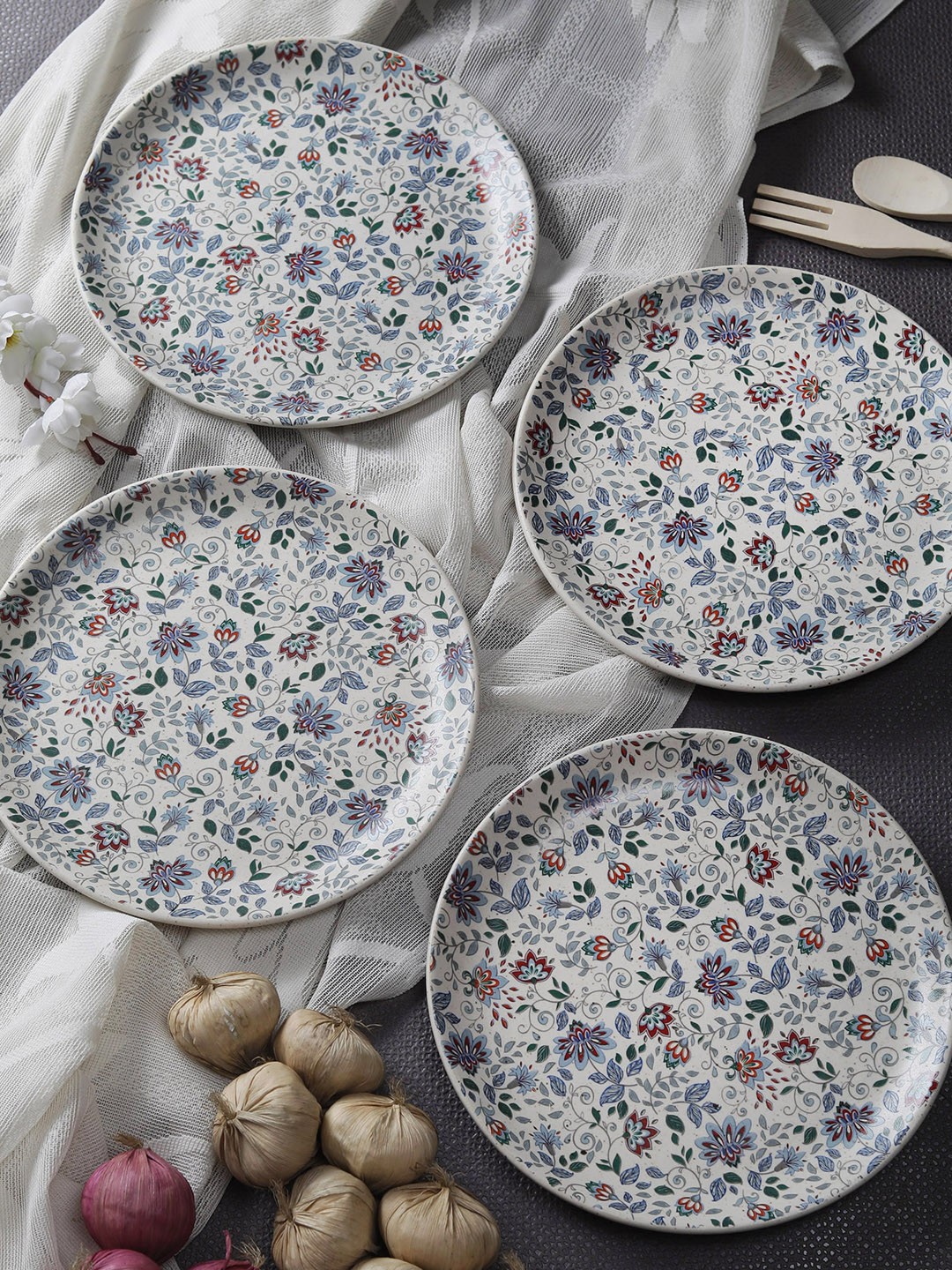 

MIAH Decor Set of 4 Printed Ceramic Plates, Multi