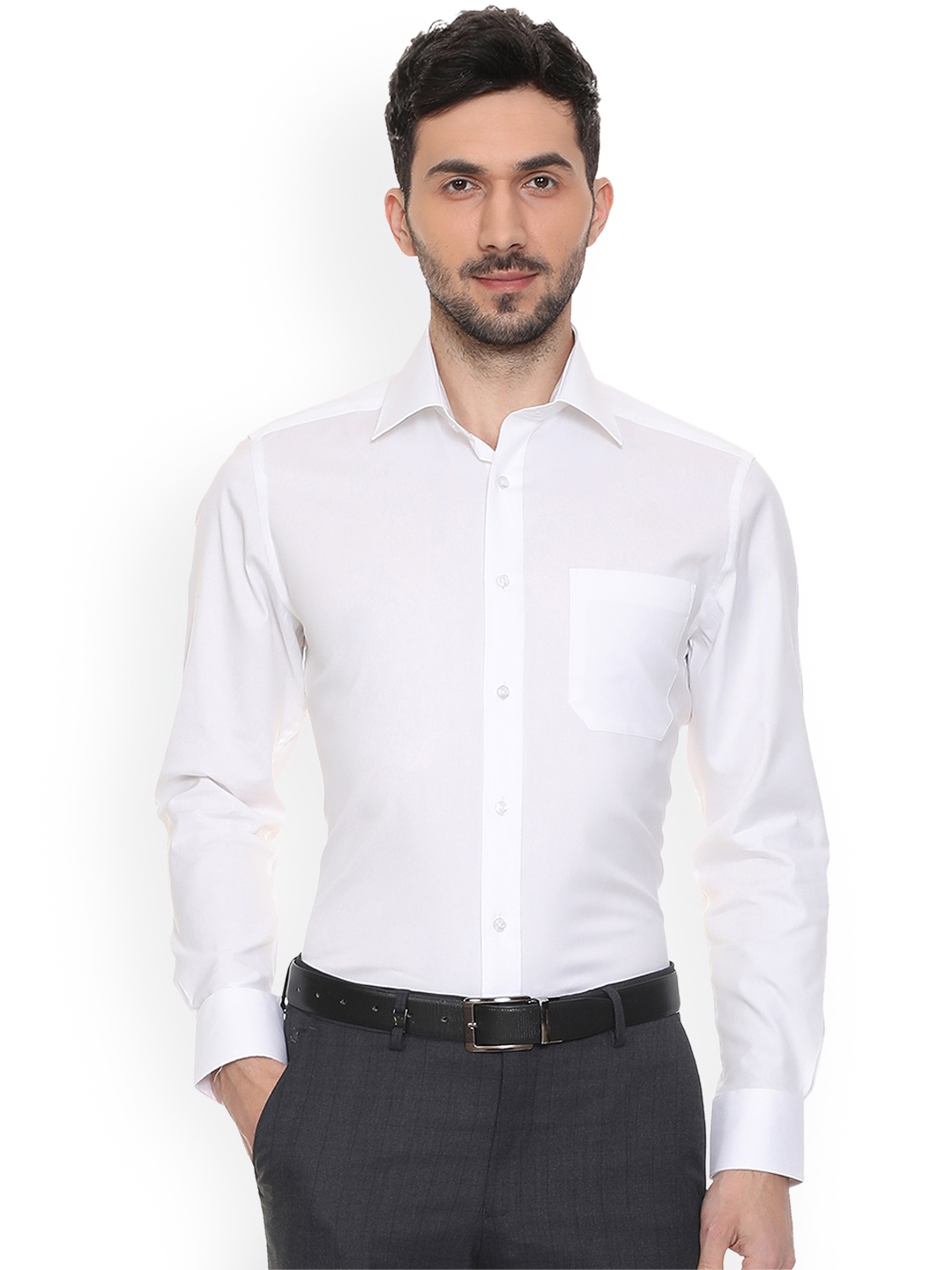 

Louis Philippe Men White Regular Fit Solid Formal Shirt