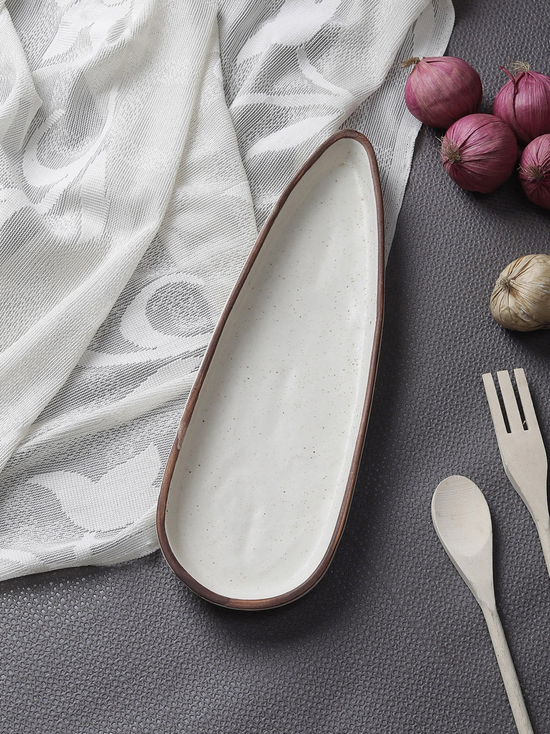 MIAH Decor Off-White Solid Stoneware Platter