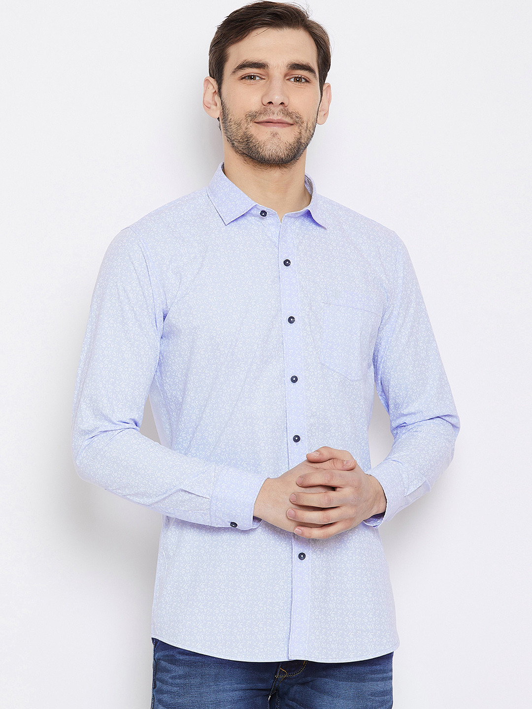 

Duke Men Blue Regular Fit Printed Casual Shirt
