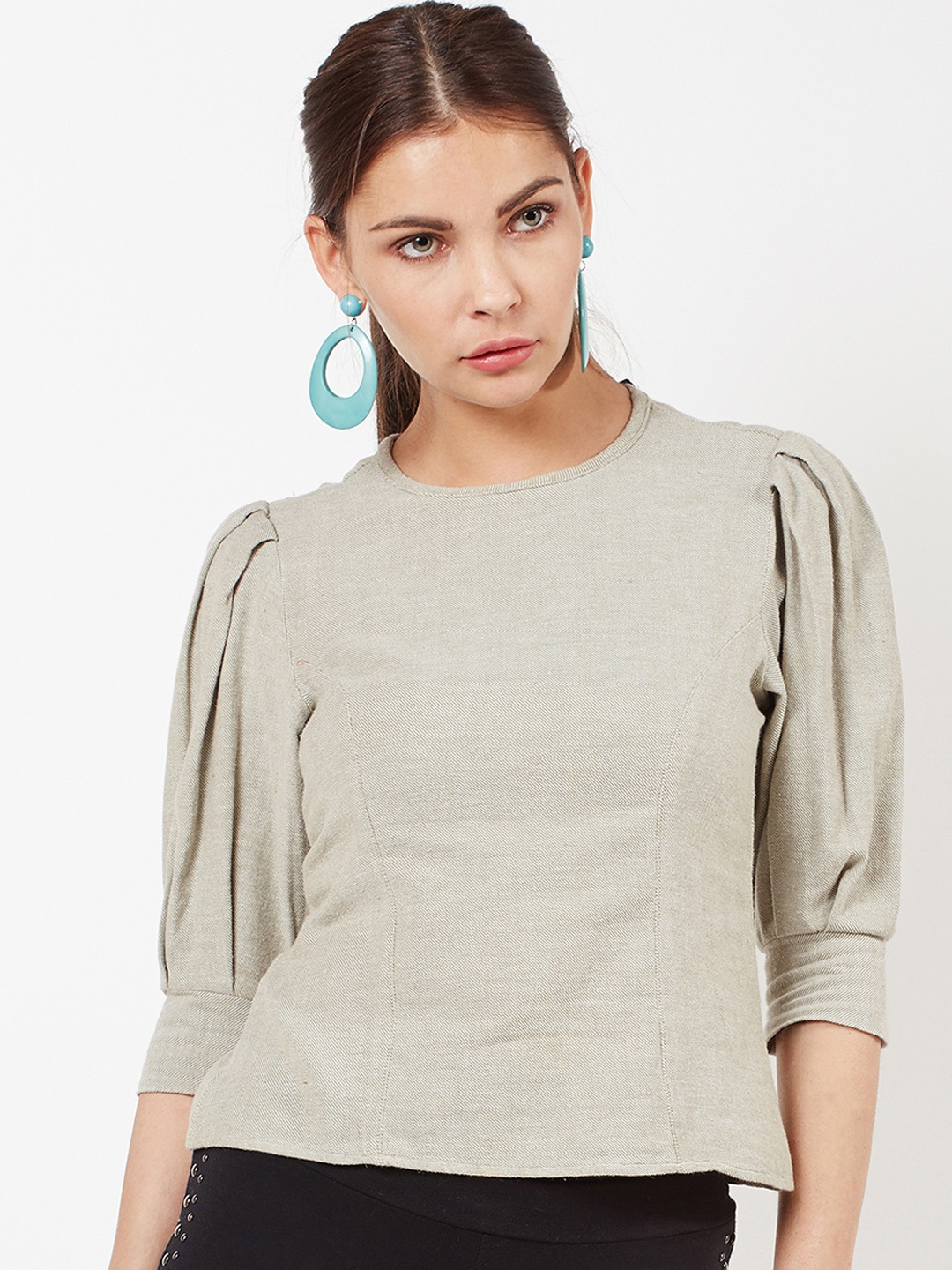 

Oxolloxo Women Grey Solid A-Line Top