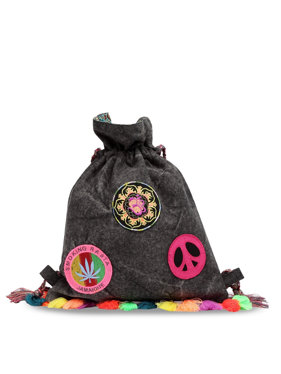 

The House of Tara Women Charcoal Grey Appliqued Backpack