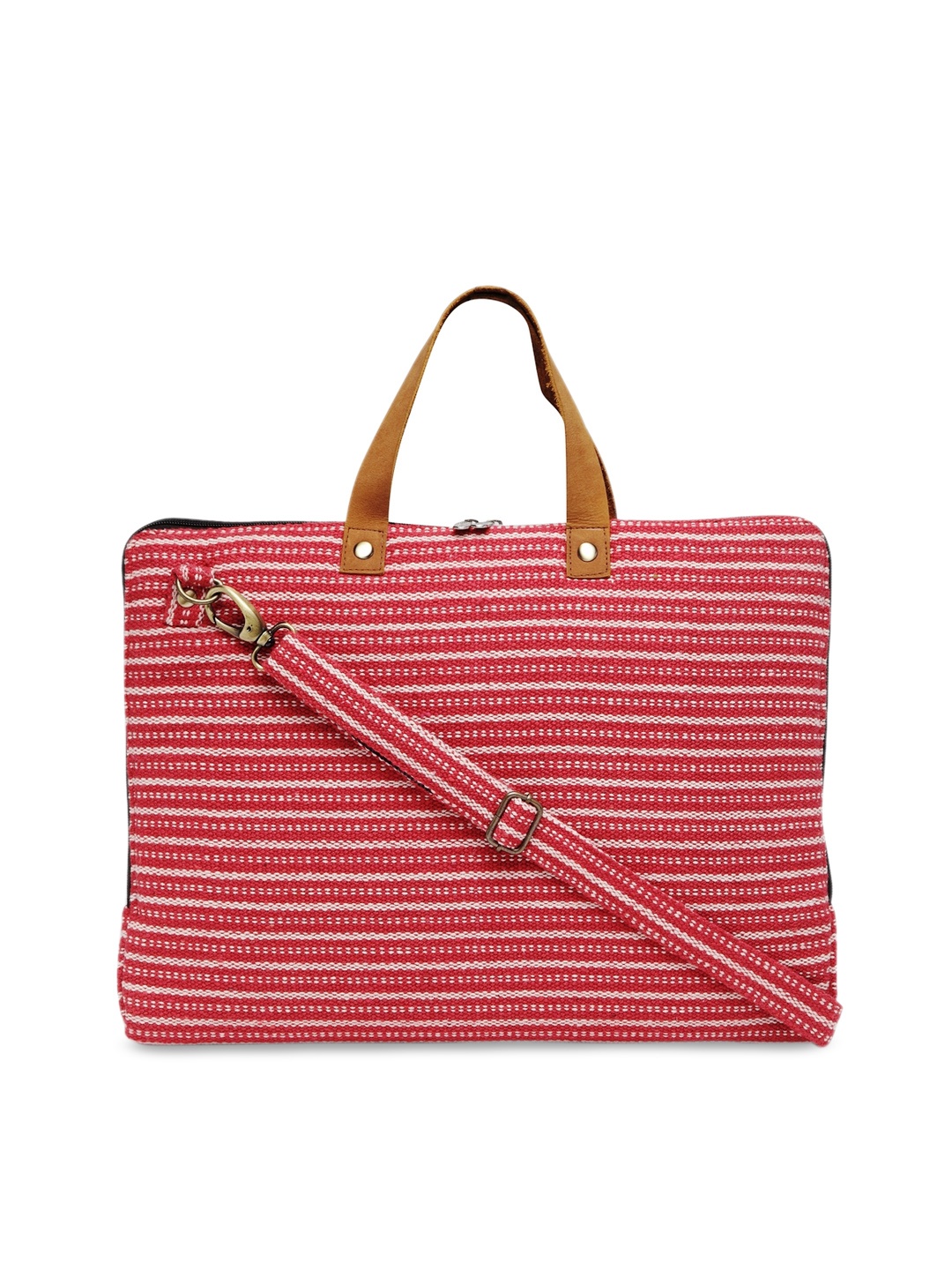

The House of Tara Women Red Striped Laptop Bag