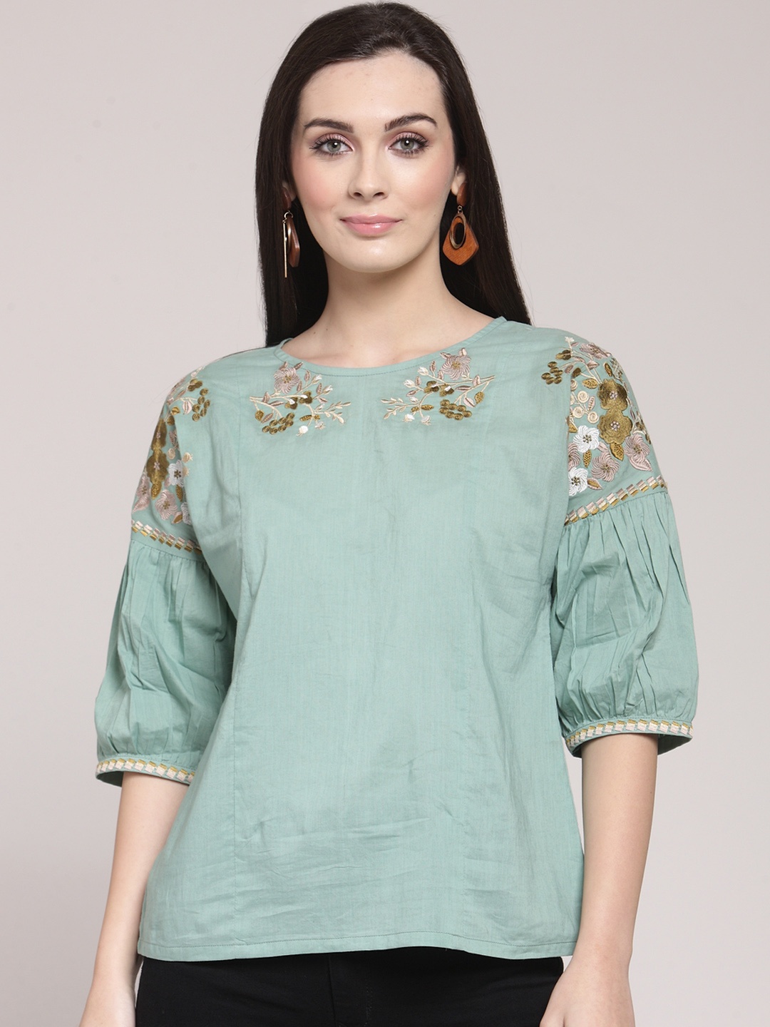 

plusS Studio Burgundy Ruffles Top, Olive