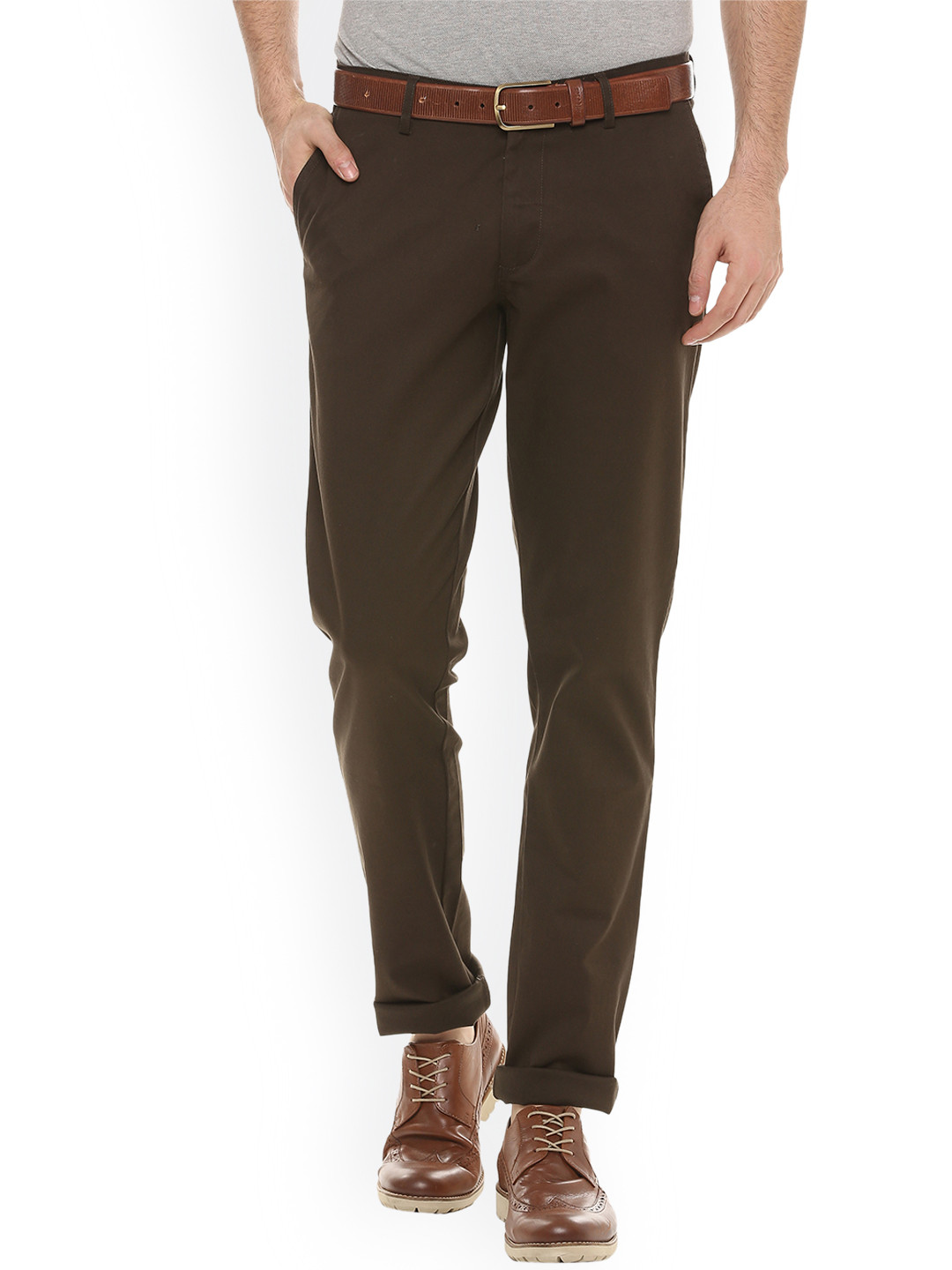 

Allen Solly Men Brown Slim Fit Solid Chinos