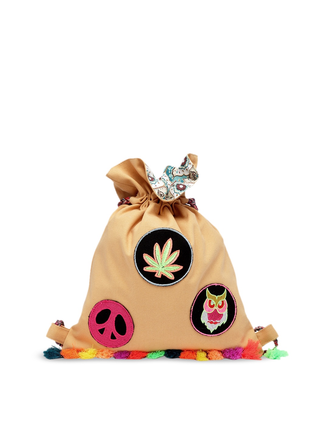 

The House of Tara Women Beige Appliqued Backpack