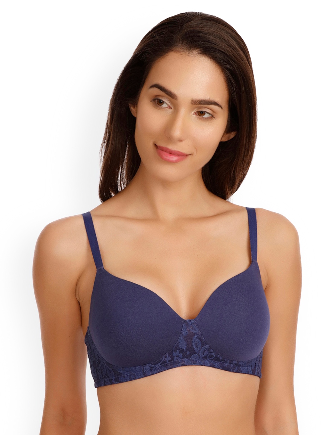 

Zivame Blue Solid Non-Wired Lightly Padded T-shirt Bra ZI1782FASHABLUE