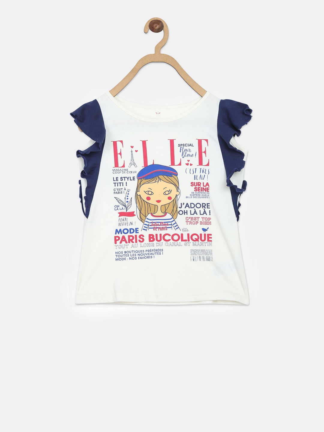 

ELLE Girls White Printed Pure Cotton Top