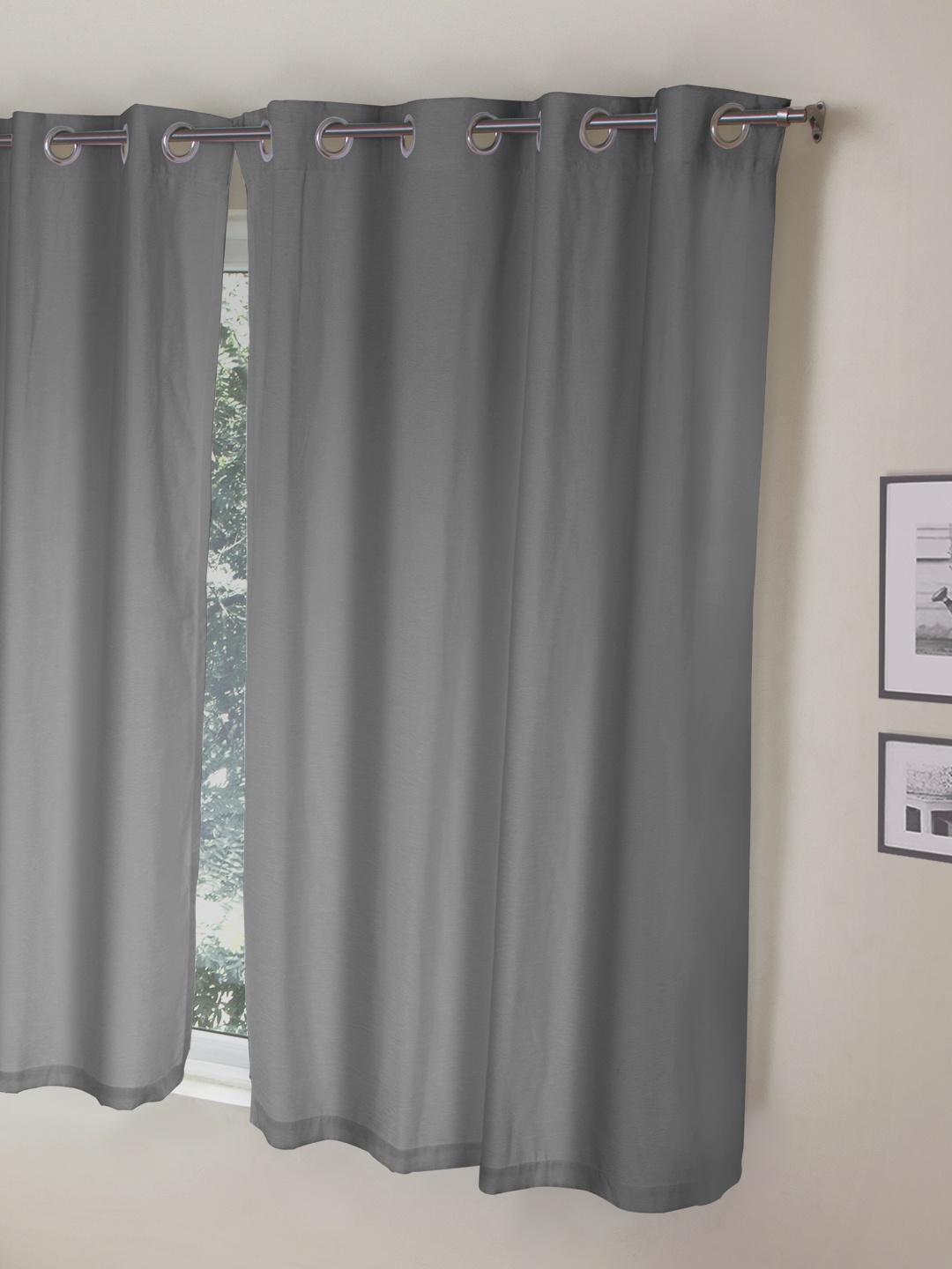 

ROSARA HOME Grey Solid Eyelet Window Curtain