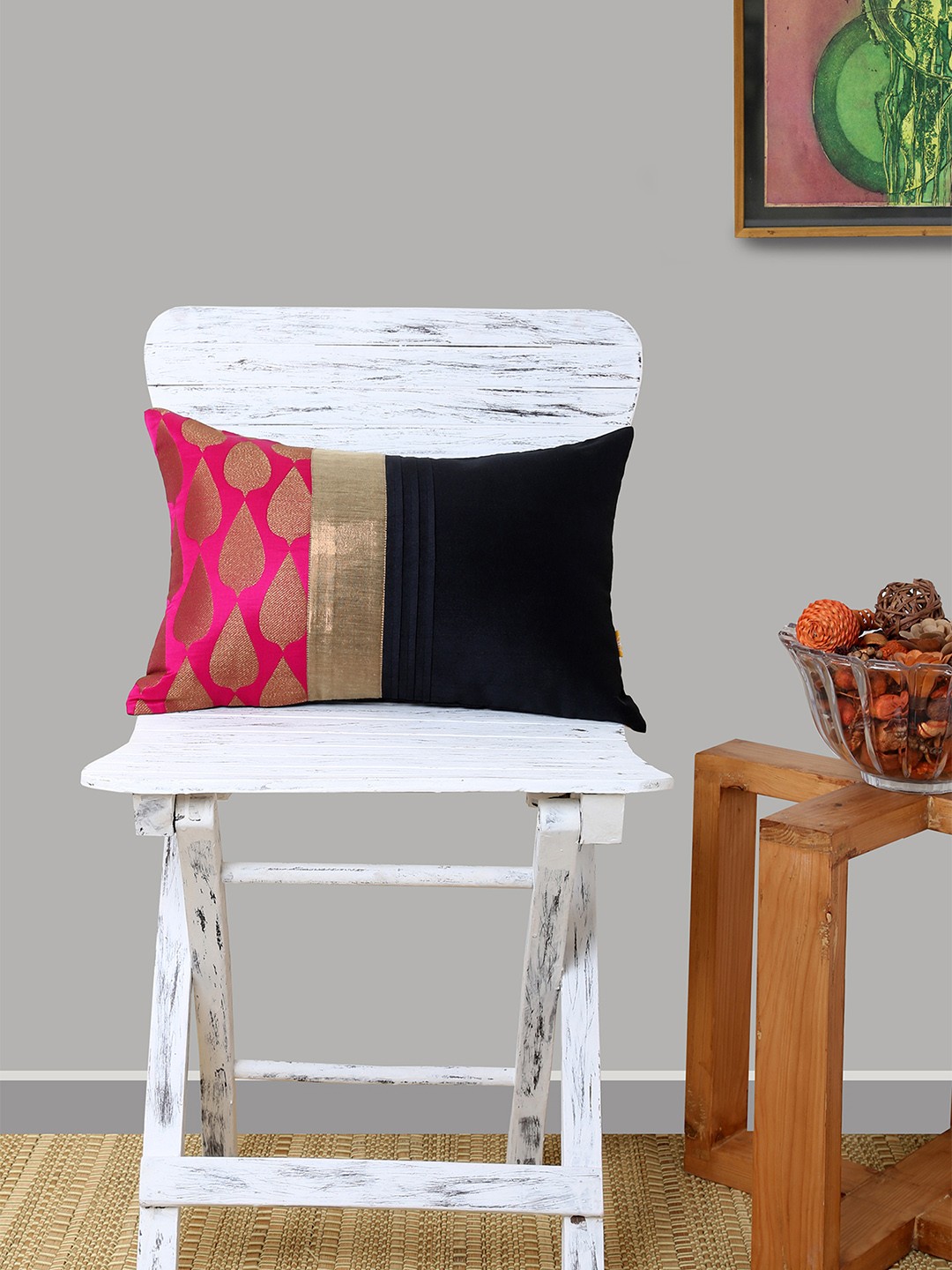 

ANS Black Ethnic Motifs Rectangle Cushion Cover