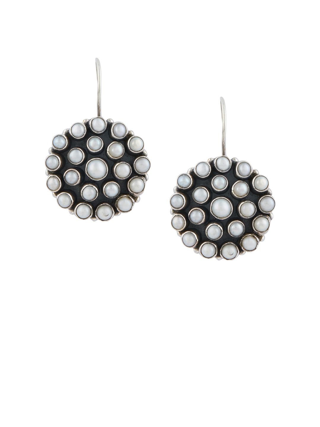 

ahilya Sterling Silver Handcrafted Circular Drop Earrings
