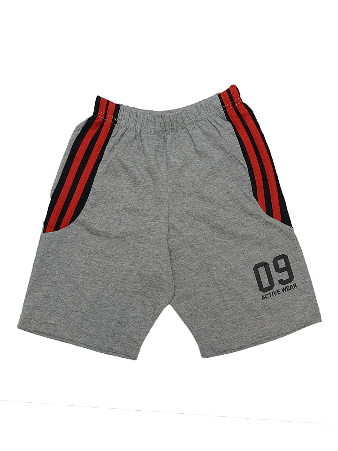 

TINY HUG Boys Grey Melange Striped Regular Fit Regular Shorts