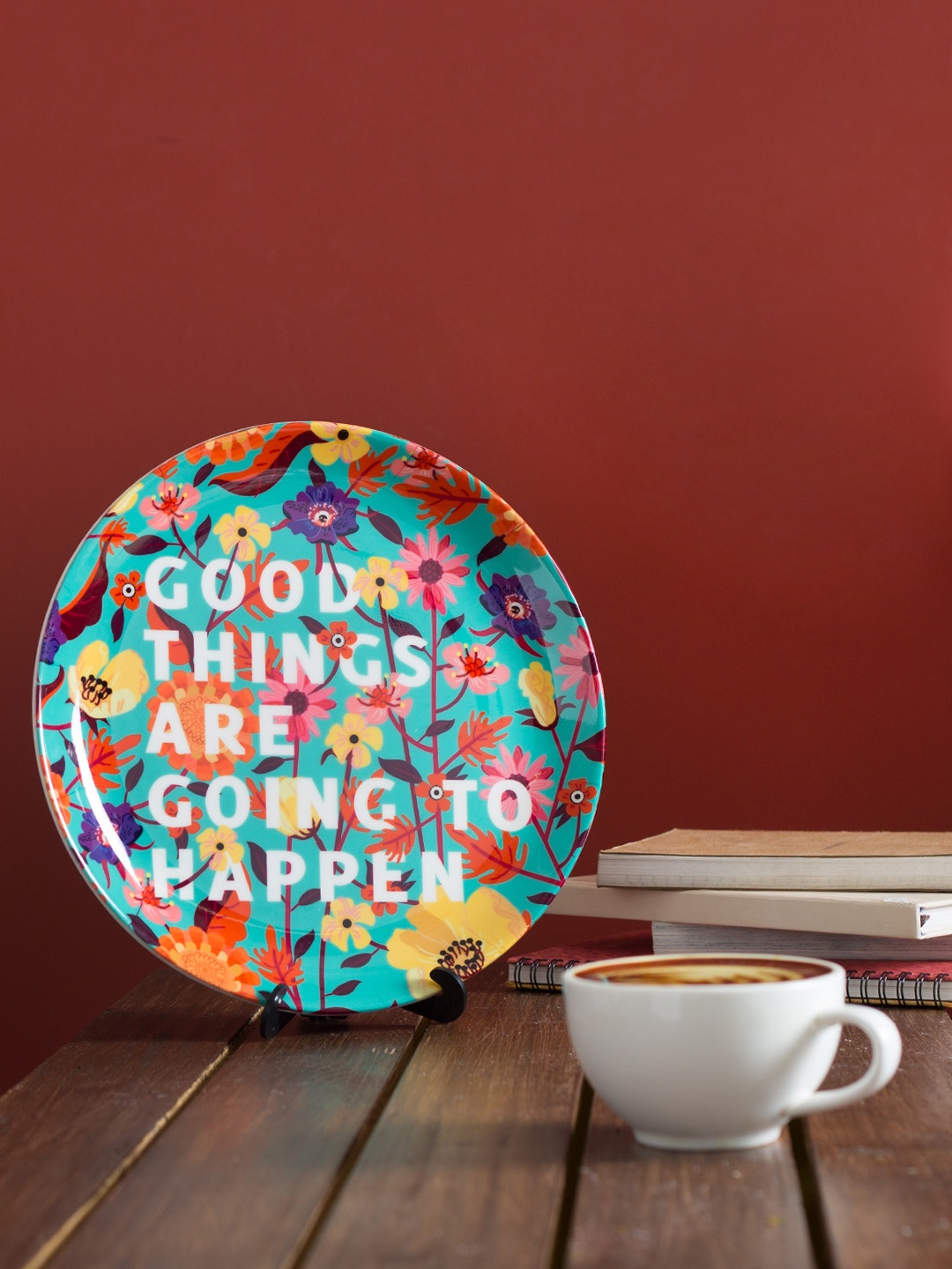 Chumbak Turquoise Blue Good Things Wall Plate