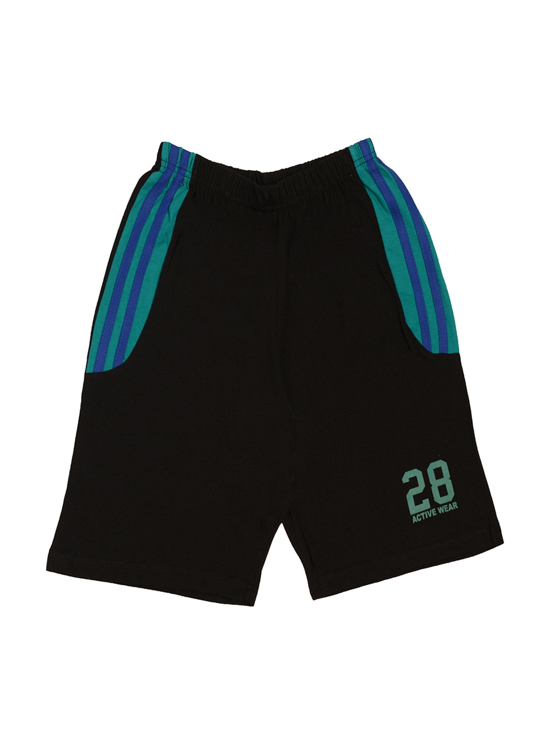 

TINY HUG Boys Black Striped Regular Fit Regular Shorts