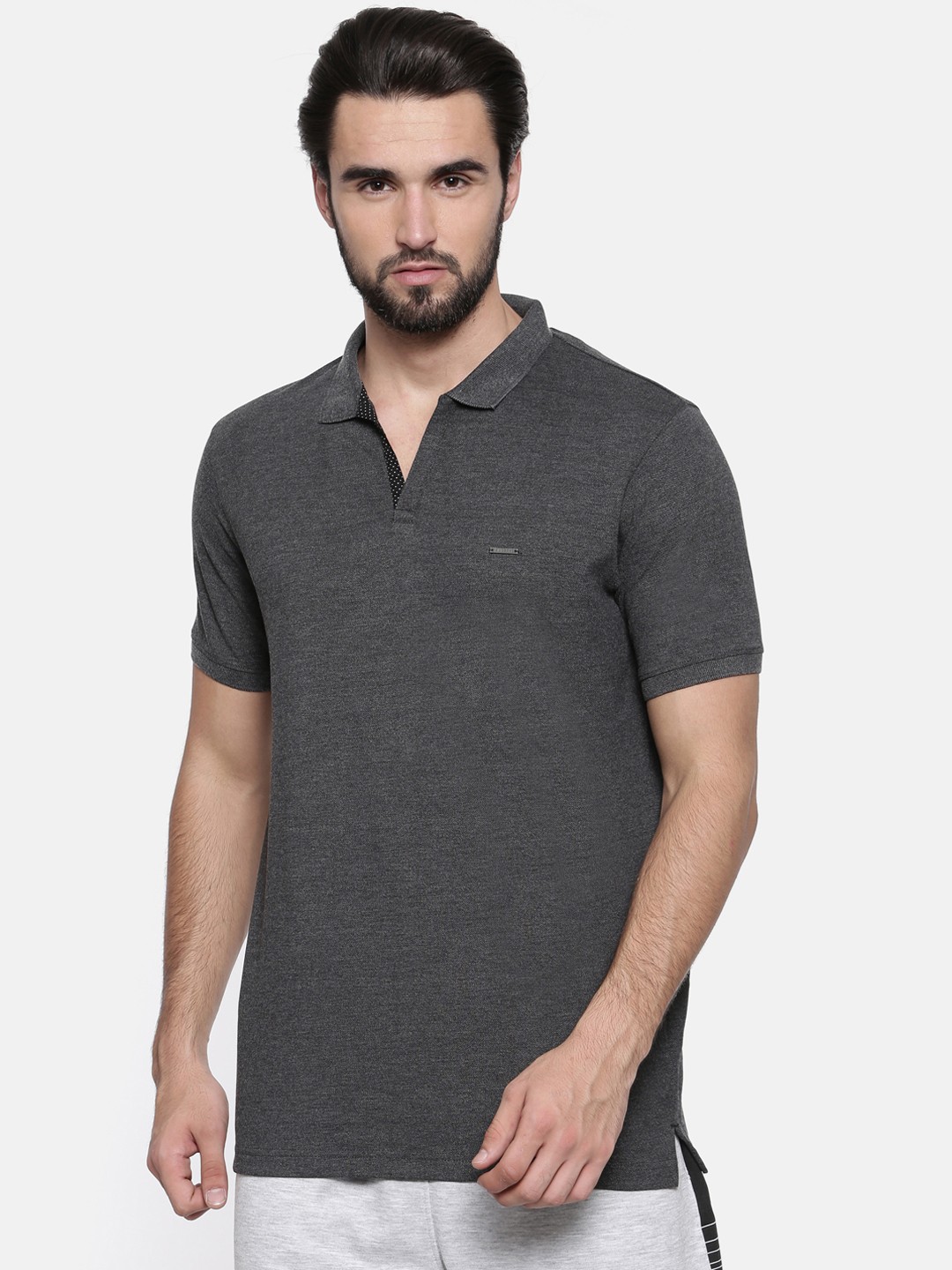 

Proline Active Men Charcoal Grey Solid Polo Collar T-shirt