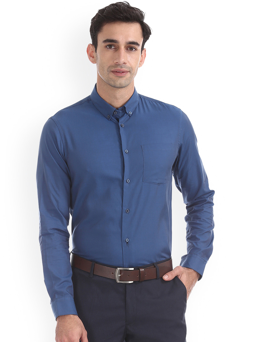

Arrow New York Men Blue Slim Fit Solid Formal Shirt
